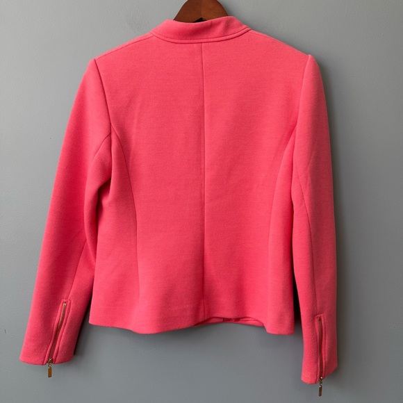 Tommy Hilfiger Full Zip Blazer Moto Zip Cuffs Padded Shoulders. Pink. Size 4 - Picture 6 of 15